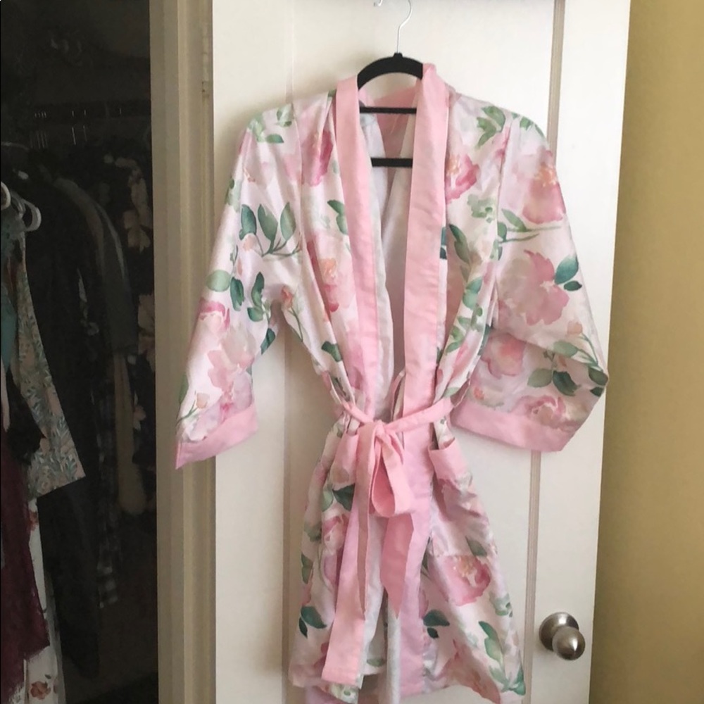 Nightgown robe , pink bridesmaid robe , floral